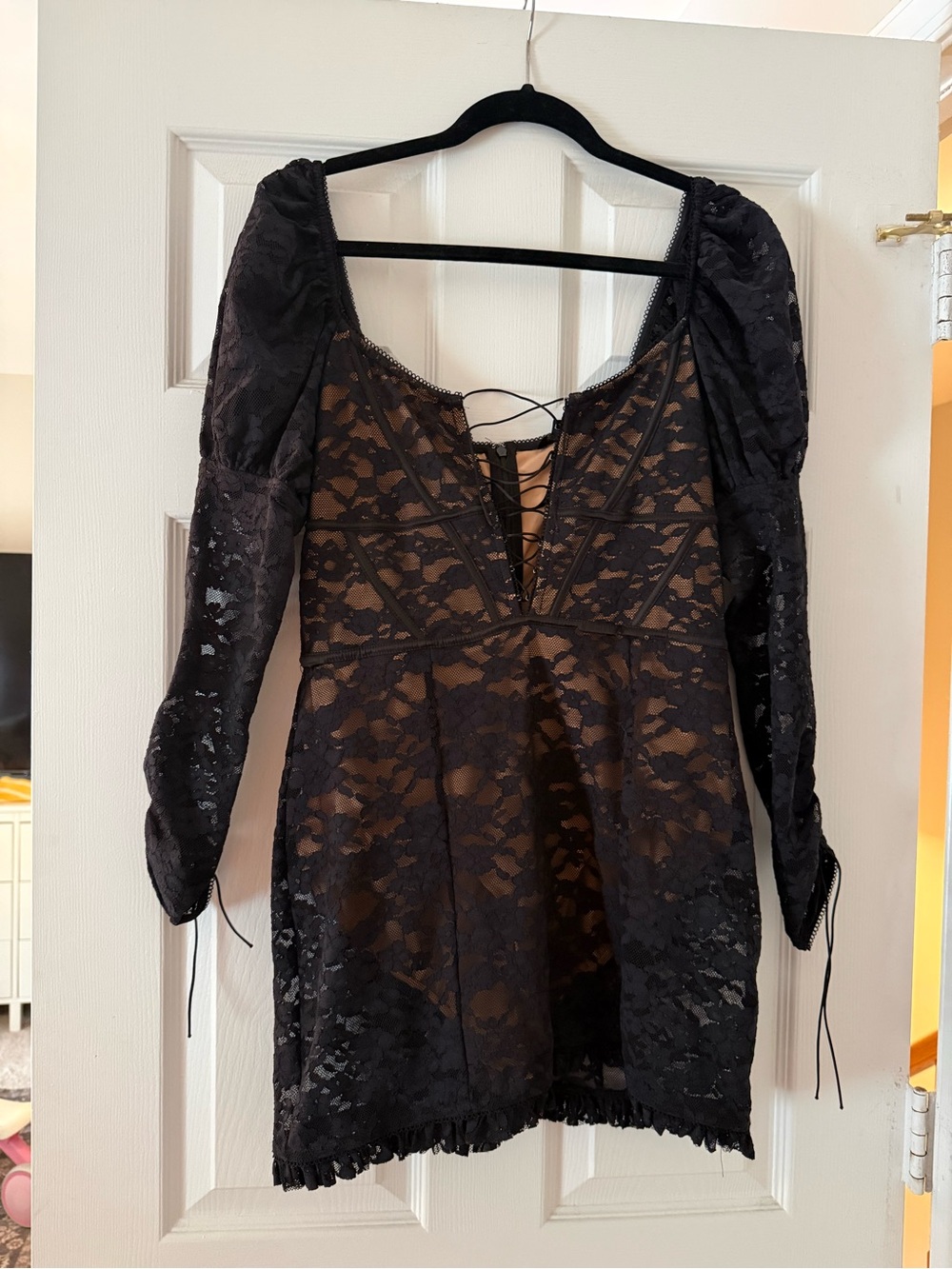 For Love & Lemons Dress Black Lace Built in Body suit - Picture 2 of 6
